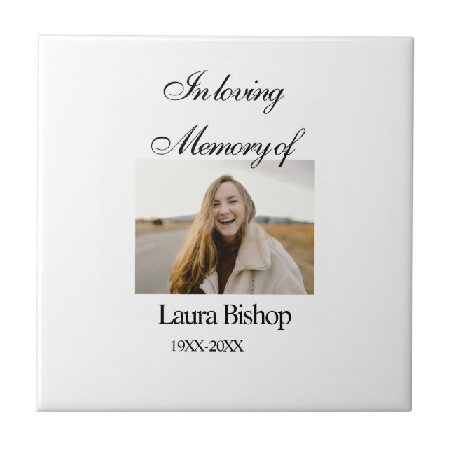 Azulejo De Cerâmica Na memória amorosa do amor funerário, adicione nom (Frente)