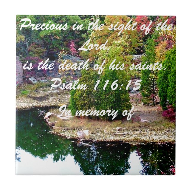 Azulejo De Cerâmica Na memória do 116:15 do salmo (Frente)