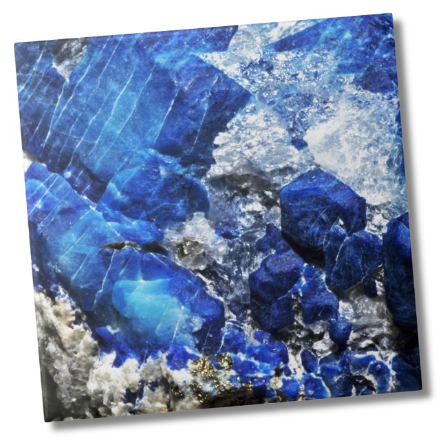 Azulejo De Cerâmica Na moda Blue Marble Stone (Stylish Natural Bright Aqua Blue Geode Stone Tile)