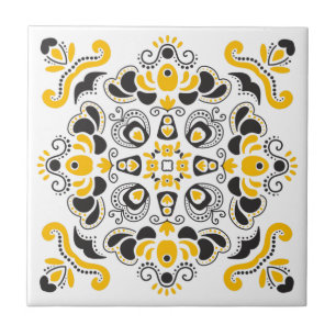 Azulejo De Cerâmica Na moda Branco Amarelo-Negro Elegante Mediterrâne