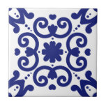 Azulejo De Cerâmica Na moda Branco do Mediterrâneo Português<br><div class="desc">Modelo mediterrânico do estilo na moda português,  azulejo de cerâmica,  azul em fundo branco. Perfeito para um novo litoral,  sinta o revestimento interior.</div>