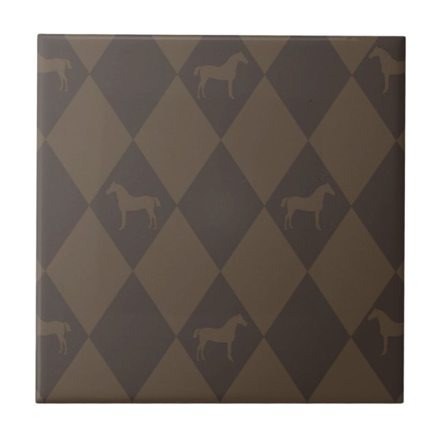 Azulejo De Cerâmica Na moda Brown Harleqiun Horse Pattern (Frente)