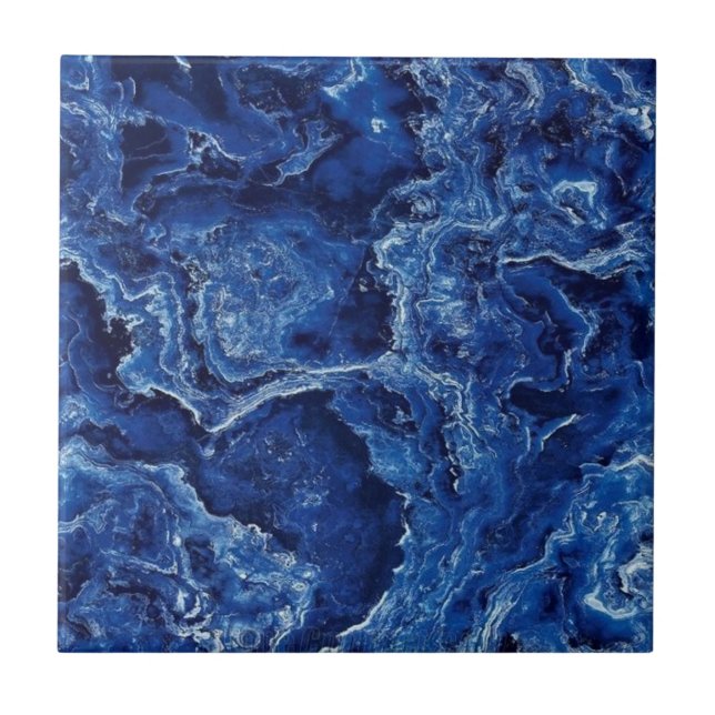 Azulejo De Cerâmica Na moda de Elegante Moderno de Marble Stone Azul (Frente)