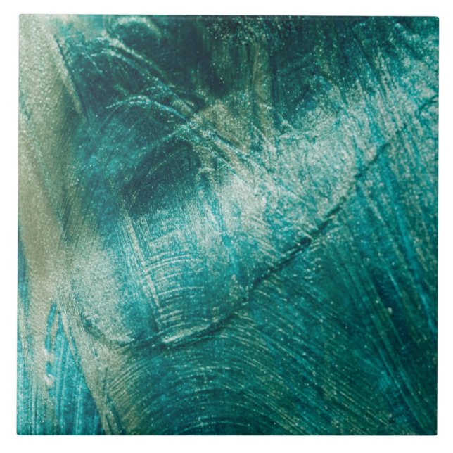 Azulejo De Cerâmica Na moda de textura verde-turquesa (Frente)