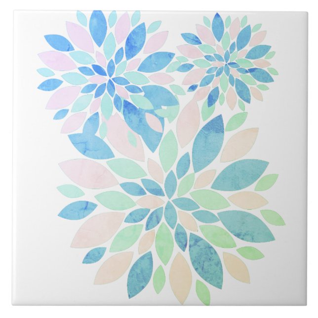 Azulejo De Cerâmica Na moda Pastel Cores de Flores (Frente)