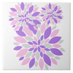 Azulejo De Cerâmica Na moda Pastel Cores de Flores Pérolas Roxas