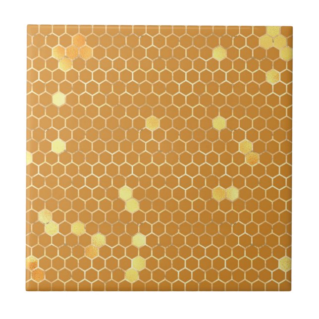 Azulejo De Cerâmica Na moda Tan Dourado Honeycomb (Frente)