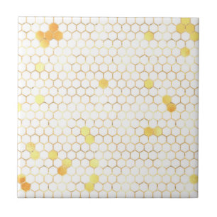 Azulejo De Cerâmica Na moda White Dourada Honeycomb