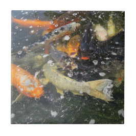 Azulejo De Cerâmica Nadação de Peixes Koi Japoneses