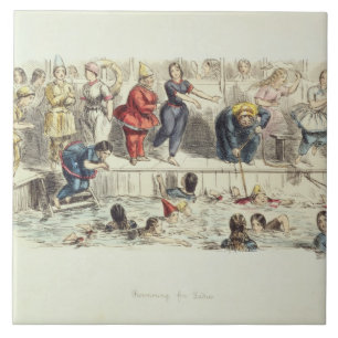 Azulejo De Cerâmica Nadando para senhoras, 1844 (litho)