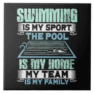 Azulejo De Cerâmica Nadar É Meu Esporte A Piscina É Minha Casa