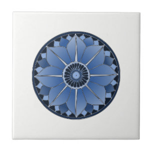 Azulejo De Cerâmica NAMASTE Blue Flower Espiritual Lotus Mandala