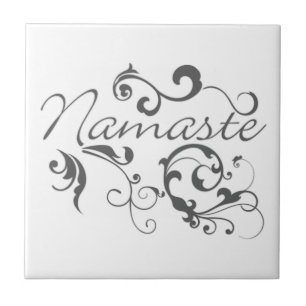 Azulejo De Cerâmica Namaste em espirais de cinza escura