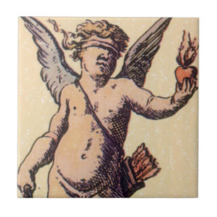 Azulejo De Cerâmica Namorados Cupido Clindfolado, Cartão Vintage Tarot