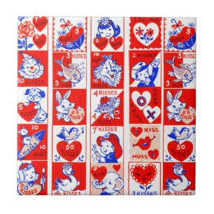 Azulejo De Cerâmica Namorados Retro Love Hugs Padrão de Corte