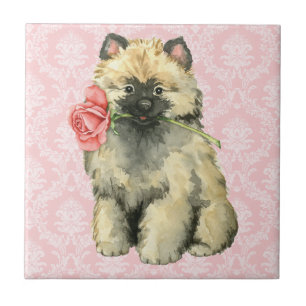 Azulejo De Cerâmica Namorados Rosa Keeshond