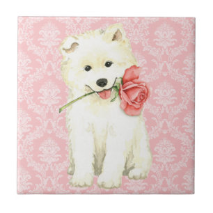 Azulejo De Cerâmica Namorados Rosa Samoyed