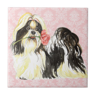 Azulejo De Cerâmica Namorados Rosa Shih Tzu
