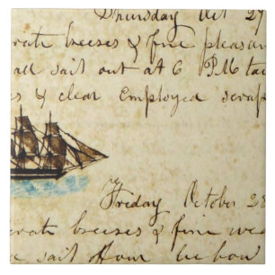 Azulejo De Cerâmica Nantucket Whaling Ship Log 1841