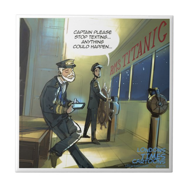 Azulejo De Cerâmica Não Envie SMS e Titanic Engraçado (Frente)