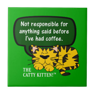 Azulejo De Cerâmica Não me fale até que eu tenha uma chávena de caf