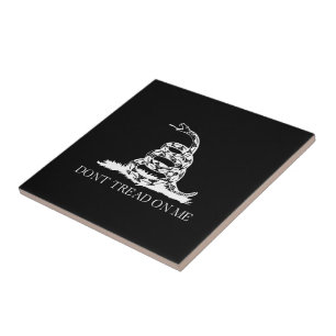 Azulejo De Cerâmica Não pise em mim Bandeira Gadsden PRETO BRANCO