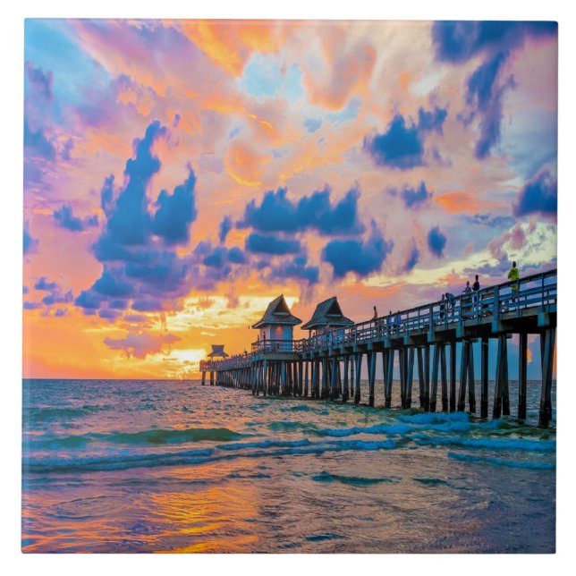 Azulejo De Cerâmica Nápoles Pier, Flórida (Frente)