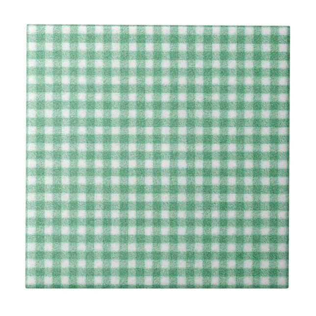 Azulejo De Cerâmica Nappy Mint Green Gingham  (Frente)