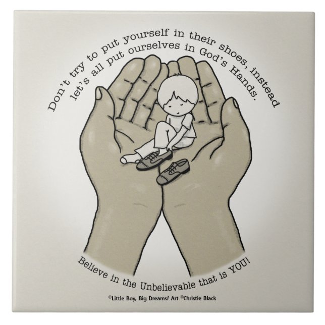 Azulejo De Cerâmica Nas Mãos de Deus (Frente)