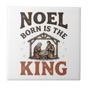 Azulejo De Cerâmica Nascimento de Natal é o Rei Natal Vintage Nativida