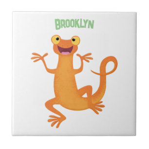 Azulejo De Cerâmica Nata-dançarina de laranja feliz e giro