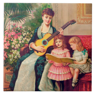 Azulejo De Cerâmica natais vintages Carol, litógrafo 1888,