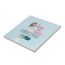 Azulejo De Cerâmica Natais vintages saudando um urso polar