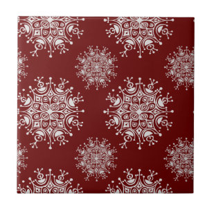 Azulejo De Cerâmica Natais vintages Snowflakes Red Blizzard Padrão