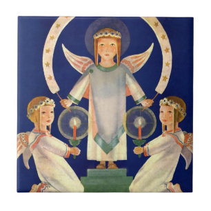 Azulejo De Cerâmica Natal Antigo, Anjos da Santa Lucia Escandinavos
