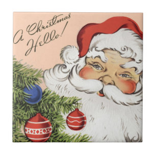 Azulejo De Cerâmica Natal Antigo Olá! Jolly Papai Noel