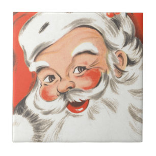 Azulejo De Cerâmica Natal Antigo, Papai Noel Alegre com Sorriso