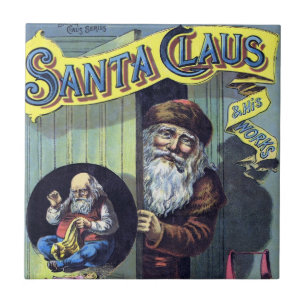 Azulejo De Cerâmica Natal Antigo, Papai Noel e Seu Trabalho Livro