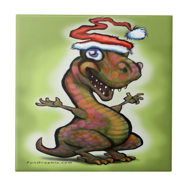 Azulejo De Cerâmica Natal Baby T-Rex (Frente)