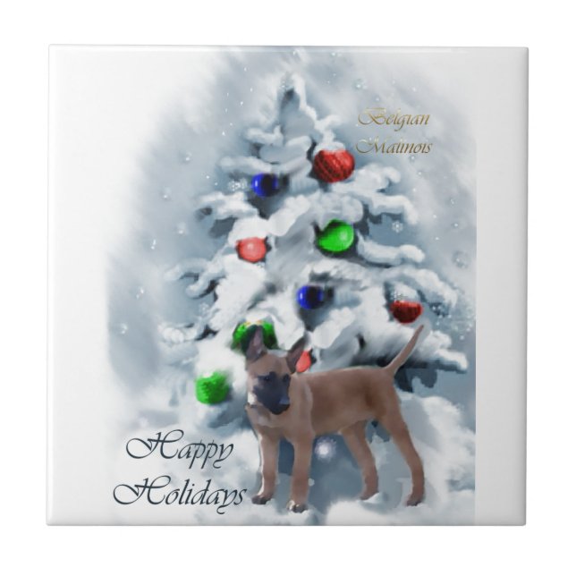 Azulejo De Cerâmica Natal belga Malinois (Frente)