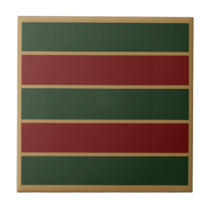 Azulejo De Cerâmica Natal Clássico Verde e Vermelho com Corte Dourado