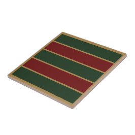 Azulejo De Cerâmica Natal Clássico Verde e Vermelho com Corte Dourado