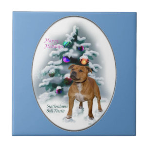Azulejo De Cerâmica Natal de Staffordshire bull terrier