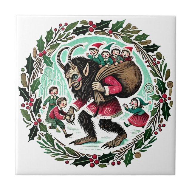 Azulejo De Cerâmica Natal do Krampus (Frente)