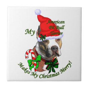 Azulejo De Cerâmica Natal do Pit Bull Terrier americano