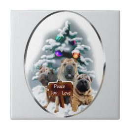 Azulejo De Cerâmica Natal do Shar-Pei chinês