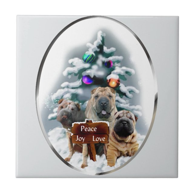 Azulejo De Cerâmica Natal do Shar-Pei chinês (Frente)