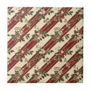 Azulejo De Cerâmica Natal Floral Listrado Vintage (5)