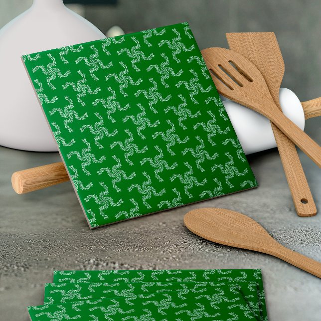 Azulejo De Cerâmica Natal Garland Green, decoração de Natal (Criador carregado)