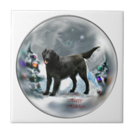 Azulejo De Cerâmica Natal para o Retriever Revestido Plano